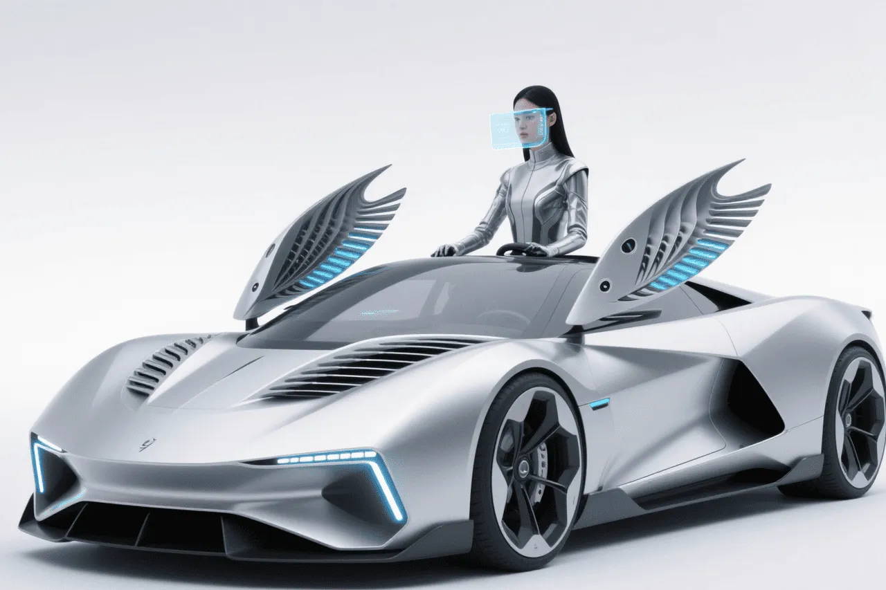 Concept car with active cooling fins